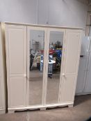 Twin Double Mirrored Wardrobe Cream