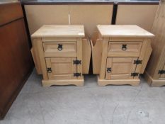 2 x Pine Single drawer and cupboard bedside cabinets