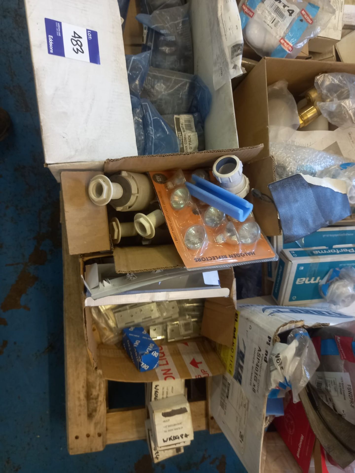 Contents of Pallet to include Plumbing Hardware, Electrical Components and Hinges etc - Image 2 of 4
