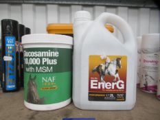 1x 900g NAF Glucosamine 10,000 plus, 2 litre NAF ENEG Performance and 2x 2kg Tumeraid pellets