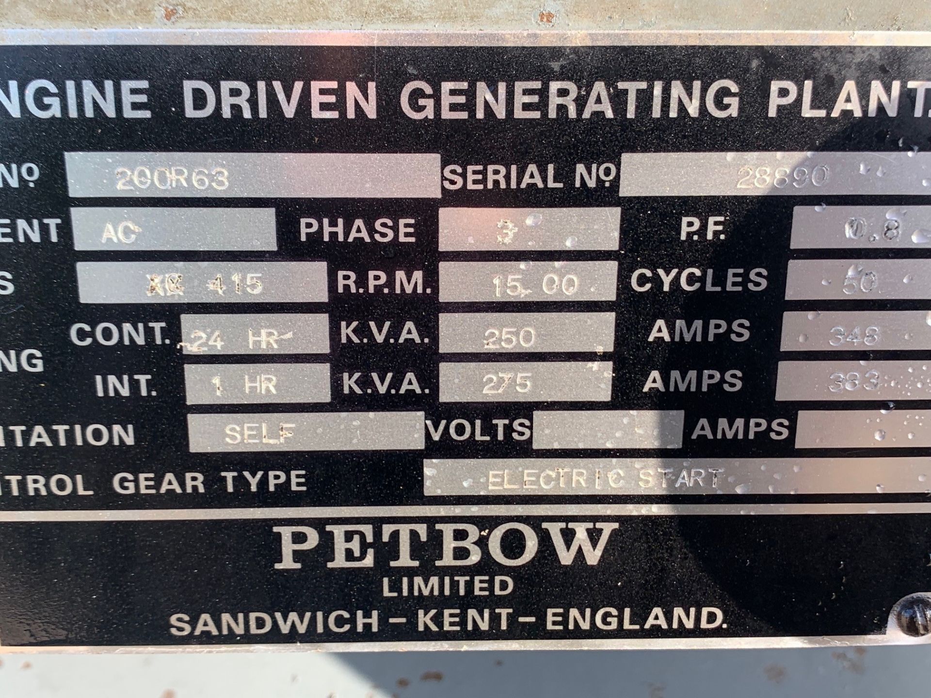 Diesel Generator: Rolls Royce 250Kva 804Hours - Image 6 of 7