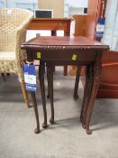 Darkwood Nest of Tables with Leather inlay and glazed top