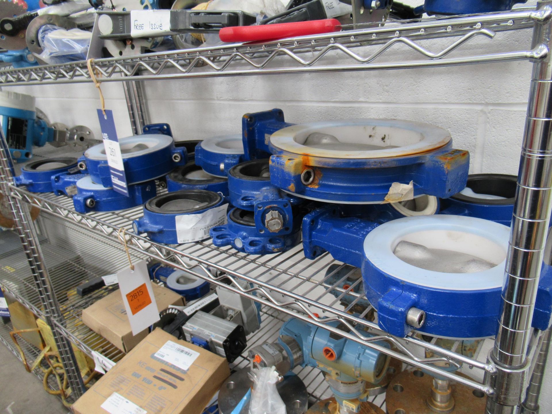 Shelf of Assorted Amri Butterfly Valves - No Handles