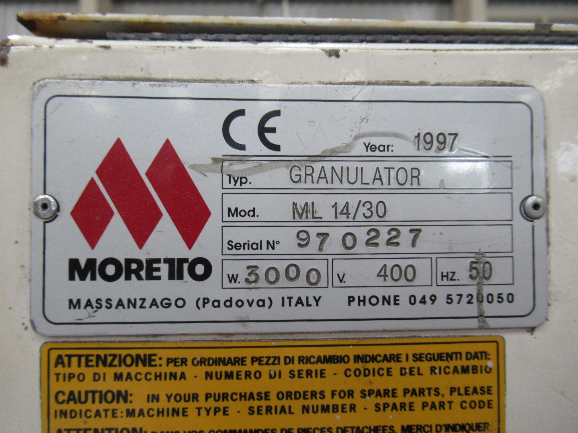 Moretto Granulator Model ML 14/30 400V - Image 3 of 7