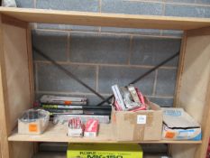 Shelf of Consumables including Grinding Wheels, Welding Rods, Tempilstiks etc