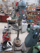 Union floor standing pedestal drill with 3x beds and vice, 415V.