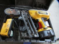 DeWalt cordless nail gun with one charger and two batteries