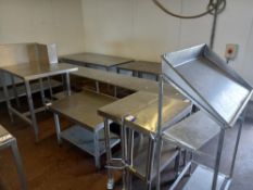 A Variety of Stainless Steel and other Prep Tables etc