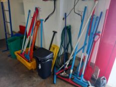 Qty of Brushes, Shovels, Bins etc