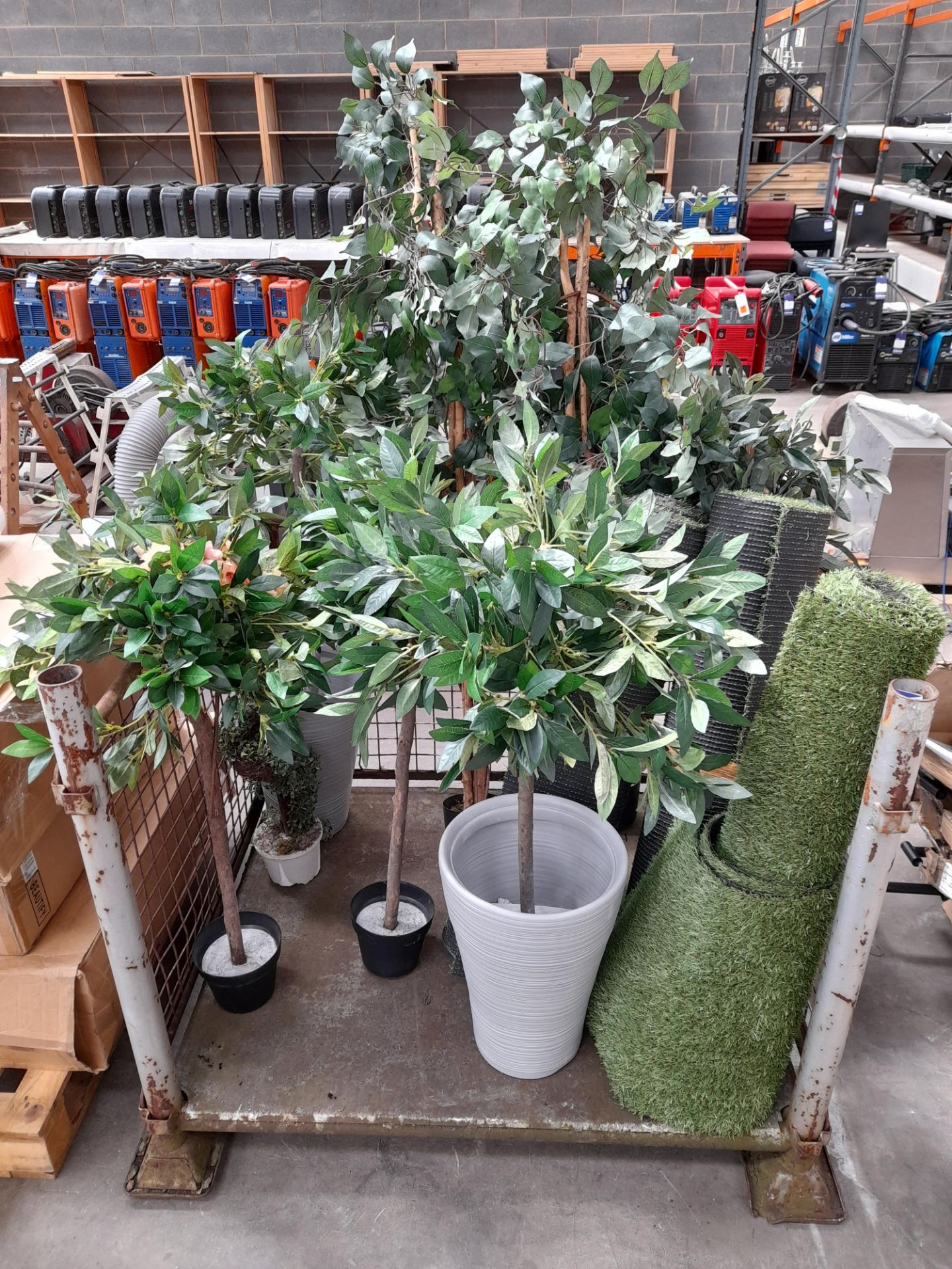 Quantity of various Artificial Foliage Plants, and 3 x Part rolls of AstroTurf (STILLAGE NOT - Image 2 of 4