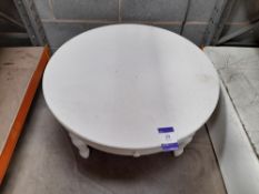 Circular Contemporary Occasional Table with front drawer, approx. 1m