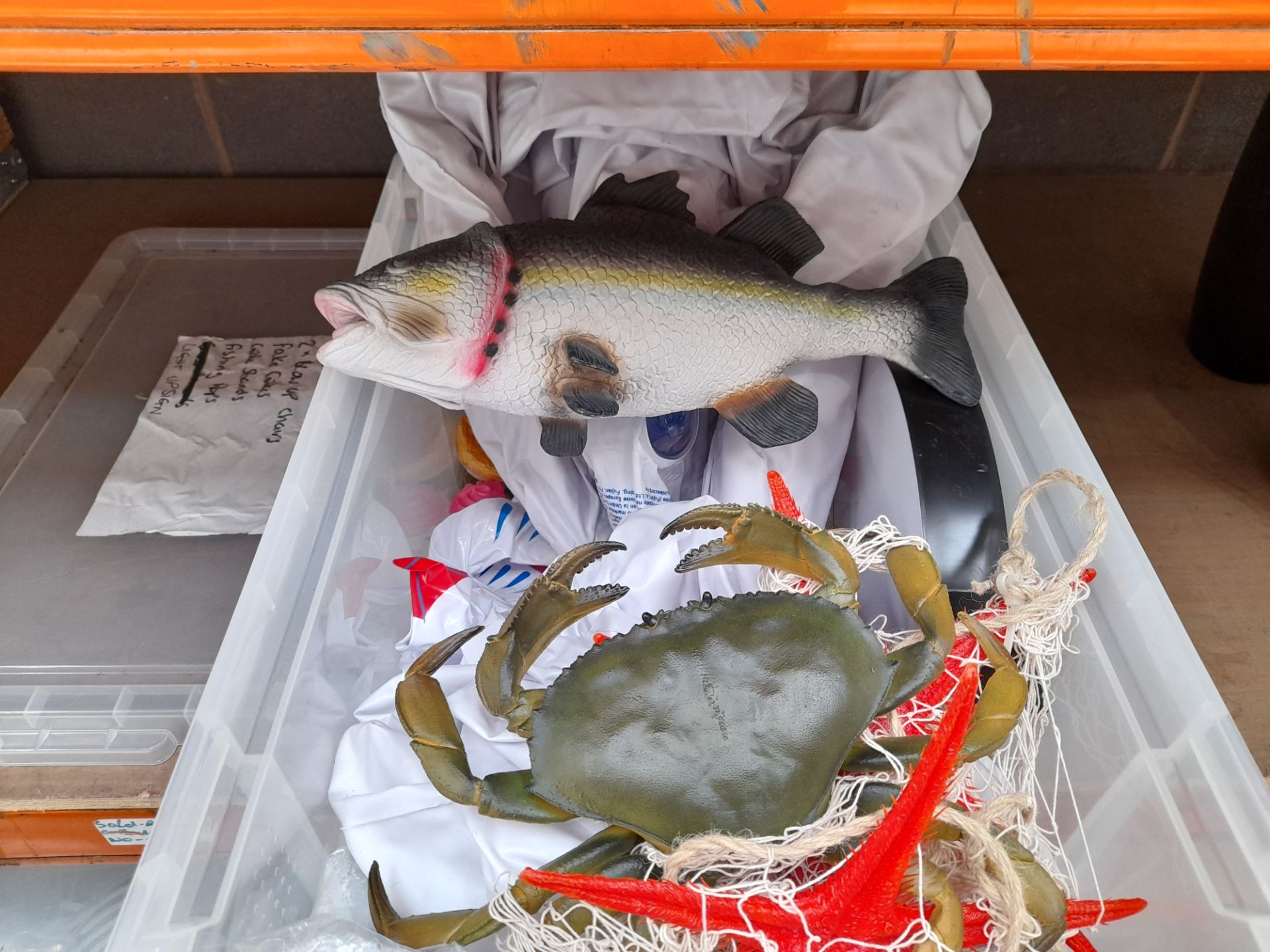 Plastic Crate containing various Staging Props, including fake cakes, fish, etc - Image 2 of 3