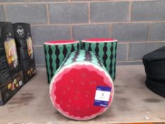 3 x Upholstered Water Melon Effect Stools