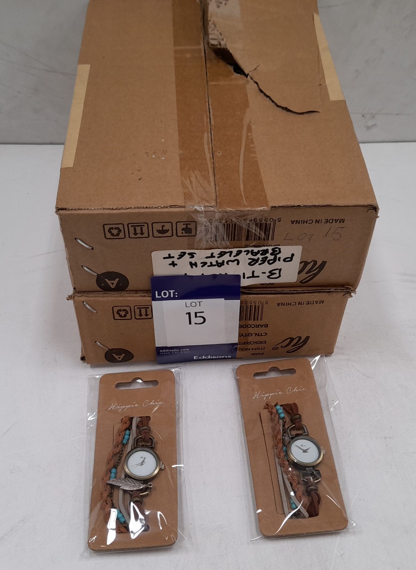 2 x boxes of Hippie Chic 'Piper' watches and bracelets - unopened (50 of each); Total approx RP £