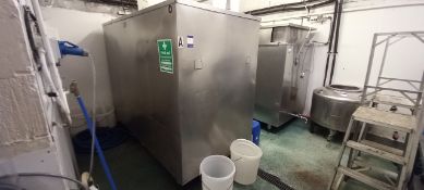 2 Stainless Steel square Fermenting Tanks A & B 1250 x 2150 (one not in use) N.B. we believe these