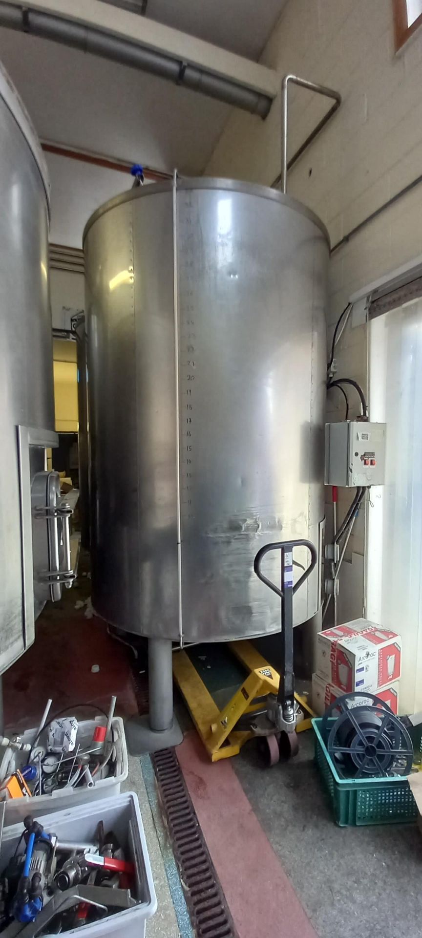 Stainless Steel Mashtun on legs with stainless steel infeed hopper (Height 1.5m), Stainless Steel - Image 2 of 6