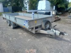 Ifor Williams Model LM186 Type DB Twin Axle drop side flatbed trailer (5.4m long x 1.97m wide)