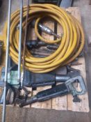 Pallet of assorted pneumatic tools c/w lengths of hose
