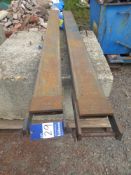 Set of heavy extension forks, approx. 2.2m long. Tyne sleeve aperture 55mm x 125mm