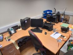 2 Person office furniture set, to include 2 x single person workstations, 2 x 3 drawer pedestals,