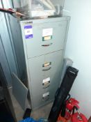 Bisley metal 4 drawer cabinet and contents, to include assortment of IT equipment, including