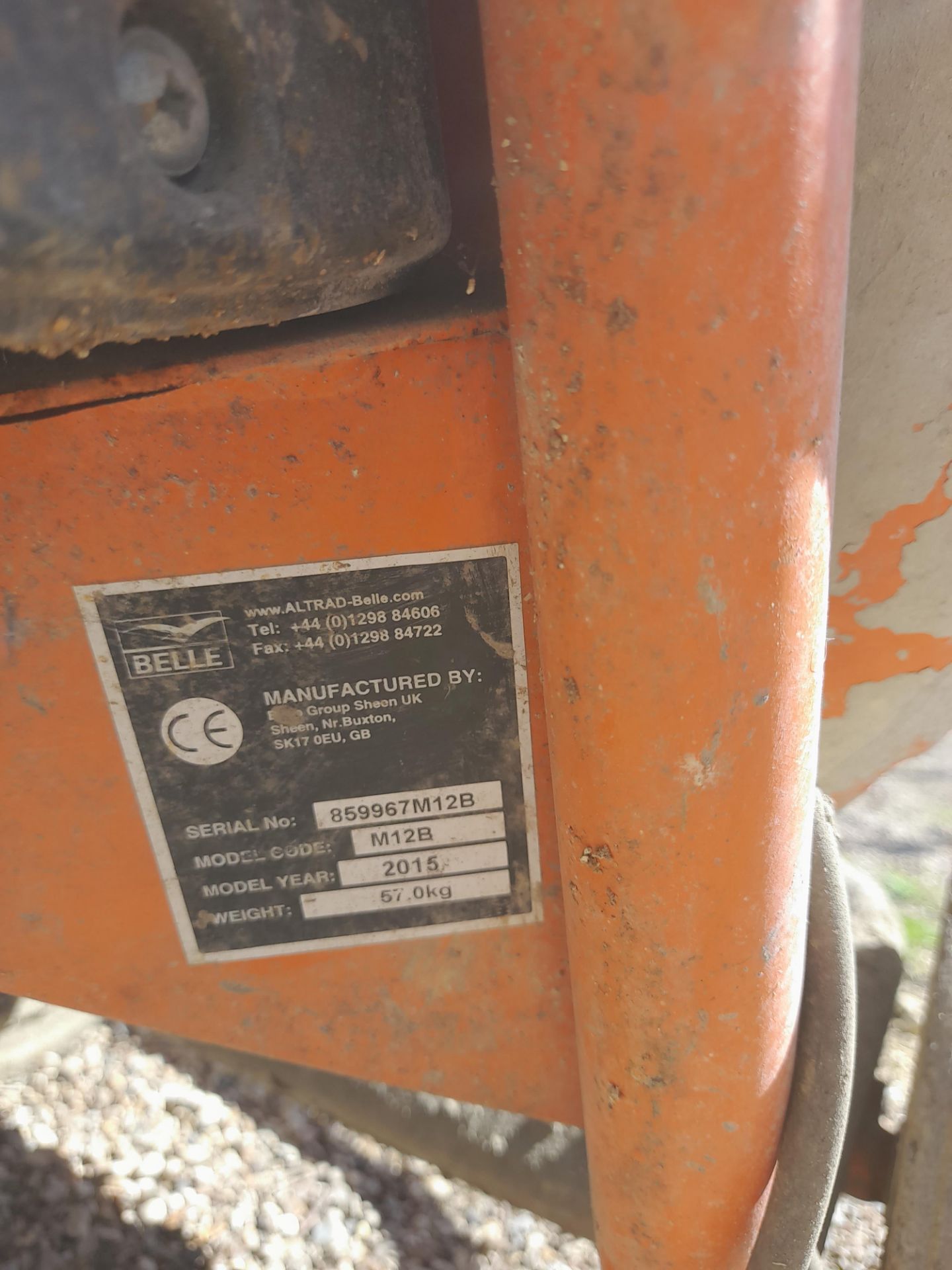 Belle Minimix 150 110v Cement Mixer (2015) Serial Number 859967M12B - Image 4 of 4