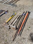 Small Quantity of Hand Tools to include Sledge Hammers, Axes, Ground Breakers