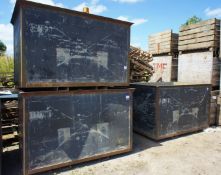 3 x Steel Fabricated Bulk Bins with Fork Sleeves (2150mm x 1250mm x 1200mm)