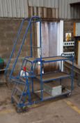 5 Tread Metal Mobile Warehouse Steps with 3 Tier Shelving