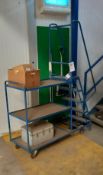 5-Tread Metal Mobile Warehouse Steps with 3 Tier Shelving