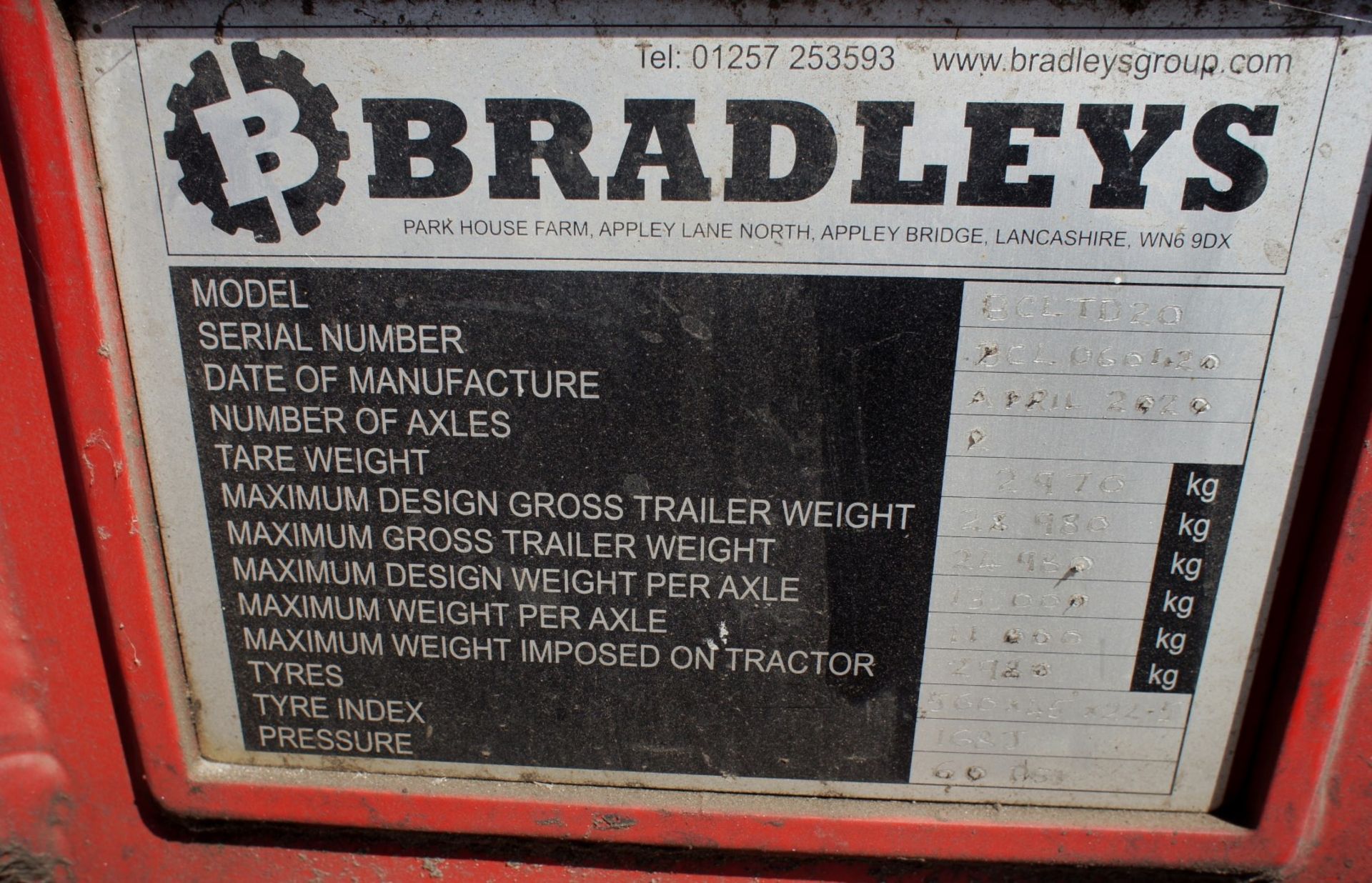Bradleys BCLTD20 Twin Axle Draw Bar 5th Wheel Dolly, Serial Number BCL060420, 04/2020 - Bild 6 aus 10