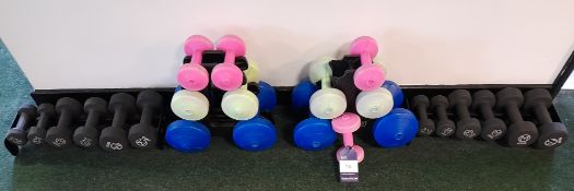 Assortment of dumbbell sets, various weights