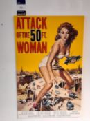 Assortment of ladies themed canvas prints, including “Attack of the 50ft Woman”, and Marilyn Monroe