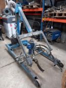 Tongue start hydraulic barrel lifter with lift facility c/w Euromix 110V barrel mixer