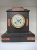 Slate and marble effect mantle clock with thistle painted face