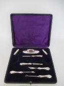 8pc (2x missing) silver cosmetic/vanity set