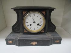 Slate mantle clock with marble effect features