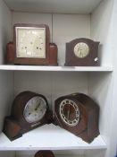 4x wooden mantle clocks