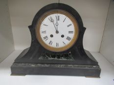 Slate and dark marble effect mantle clock