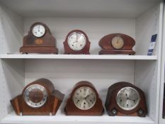 6x wooden mantle clocks including Percy Cross- Brigg