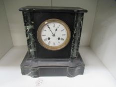 French slate and marble effect mantle clock