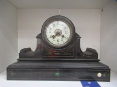 French slate and green marble effect mantle clock