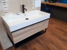 850mm Basin with Oak Effect Unit & Shelf