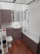 Bath with Screen, Display Shower Cabinet with Basin & Low Level WC, Wall Mount Cabinet & Mirror