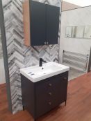 Basin Unit on Grey Cabinet with Wall Mount Cabinet