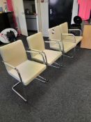4 x Buno Cream Faux Leather Cantilever Chairs – Lo