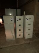 3 x Steel Upright 4 Drawer Filing Cabinets without