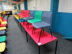 7 Coloured tables with approx. 40 plastic chairs