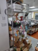 Stainless 5 tier rack, with contents, 750mm wide, (excludes food stuffs, which will be removed