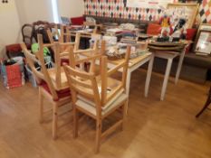 2 x Various oak tables and 6 chairs, as photographed (contents/other items not included and will